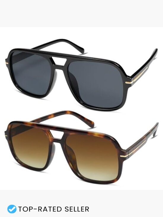 Square Aviator Sunglasses Oversized Retro Trendy 70s Classic Vintage Sun Glasses main image 6
